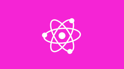 Amazing white atom icon on pink background,New atom icon