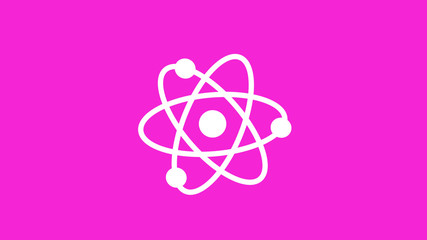 Amazing white atom icon on pink background,New atom icon