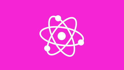 Amazing white atom icon on pink background,New atom icon