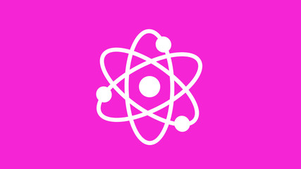 Amazing white atom icon on pink background,New atom icon