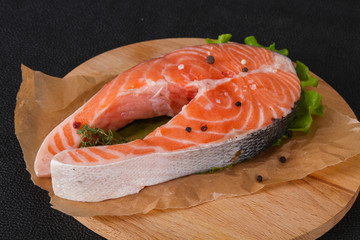 Raw salmon steak - ready for grill