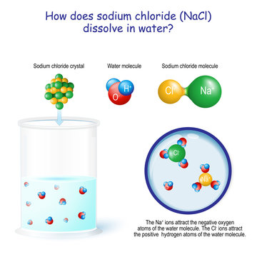 How does sodium chloride (NaCl) dissolve in water