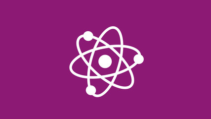 White atom icon on pink dark background,Best atom icon