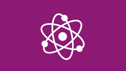 White atom icon on pink dark background,Best atom icon