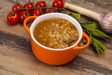 Caucasian Kharcho soup with beef meat