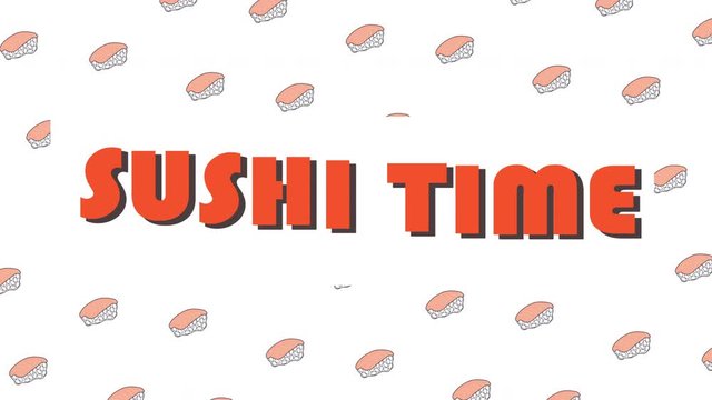 Sushi time, japan food animation video, looping and seamless 4k movie for intro or background for Japanese cuisine takeaway service concept