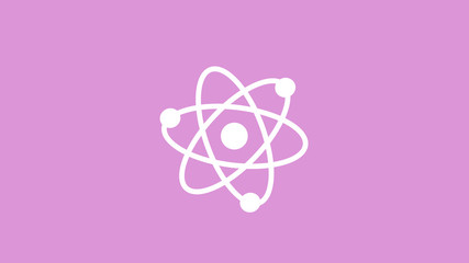White atom icon on pink light background,best atom icon