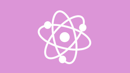 Fototapeta premium White atom icon on pink light background,best atom icon