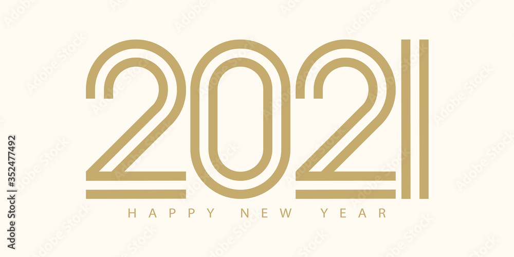 Aufkleber 2021 happy new year text vector design.