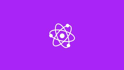 Amazing white atom icon on purple background,New atom