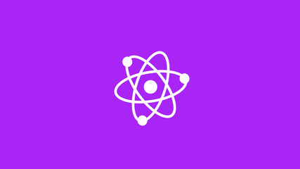 Amazing white atom icon on purple background,New atom