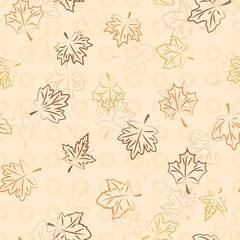 Autumn forest background in warm colors. Autumn leaves seamless pattern on a light background. Eps 10