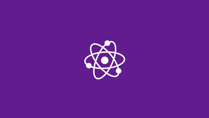 White atom icon on purple dark background,New atom icon,science icon