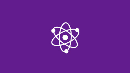 White atom icon on purple dark background,New atom icon,science icon