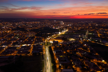 shopping center at dusk, skyline in Itu, São Paulo, Brazil