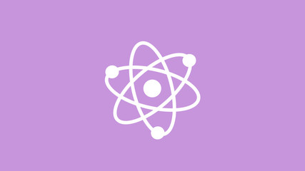 New white atom icon on purple light background,Top atom icon