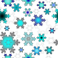 Set snowflakes colored, seamless pattern, Christmas background