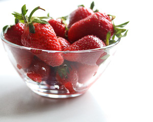 fresh strawberries in a bowl close up
