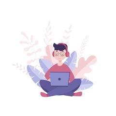 young man working on computer