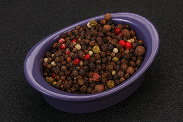 Peppercorn heap in the bowl