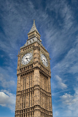 Fototapeta na wymiar Famous Clock Tower Over the House of Parliament in London