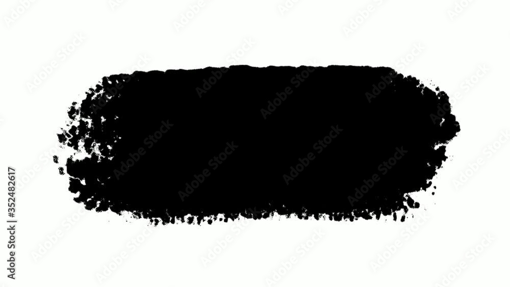 Poster paint brush stroke frame intro background/ 4k animation of a realistic handmade black and white pain