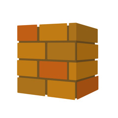 Brick wall. Element of building construction. Repair material. Cartoon flat isometric illustration isolated on white background. Simple logo