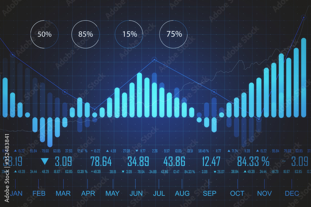 Poster creative forex chart with stock graph.