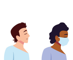 Men feeling sick and with mask vector design