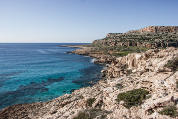 Fototapeta premium beautiful Mediterranean coast of Ayia Napa in winter