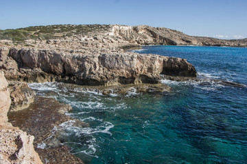 Fototapeta na wymiar beautiful Mediterranean coast of Ayia Napa in winter