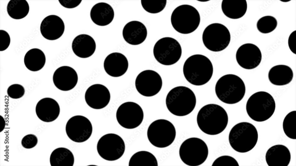 Poster black dots blinking and animating on white background 4k motion