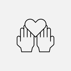 Heart in handst line icon. Volunteer and love, charity symbol. logo. Outline design editable stroke. For yuor design. Stock - Vector illustration.
