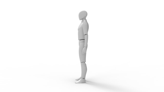 3D rendering of a dummy mannequin robot doll human ai isolated