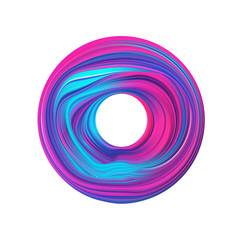 Abstract 3d neon Colored flow shape. Colorful circle liquid of paint.