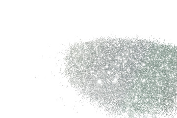Silver glitter sparkle on white background 