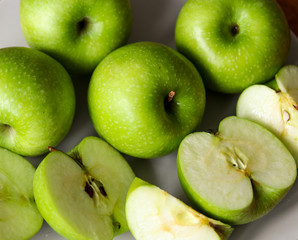 juicy green apples close up