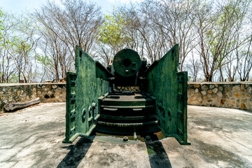 Fototapeta na wymiar Battle of ancient artillery and Big mountain torpedo tunnels - Vung Tau city
