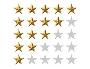 Obraz premium Vector 3d render, isolated gold star on a white background. Golden emblem of victory. Symbol of best and winner. Ranking concept for various places.