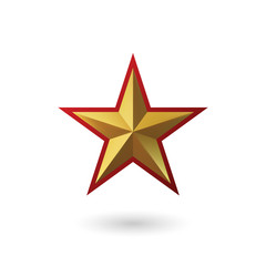 Vector 3d render, isolated gold star on a white background. Golden emblem of victory. Symbol of best and winner. Ranking concept for various places.