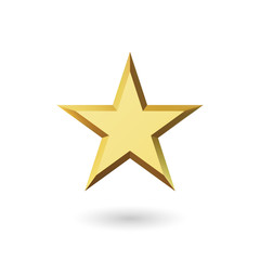Obraz premium Vector 3d render, isolated gold star on a white background. Golden emblem of victory. Symbol of best and winner. Ranking concept for various places.