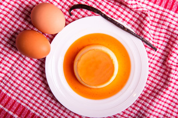 Caramel custard dessert with vanilla flavour