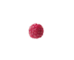 Red raspberries isolated on a white background. Close-up. Top view.