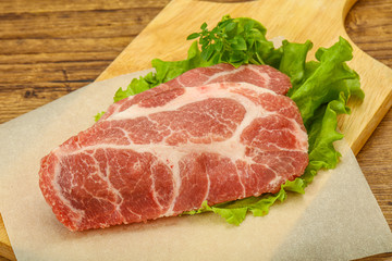 Raw pork meat neck steack