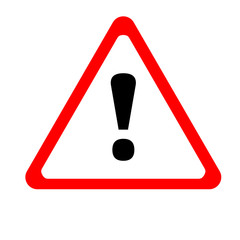 A road sign warning of danger. Exclamation point in a red triangle. Icon. Vector illustration.