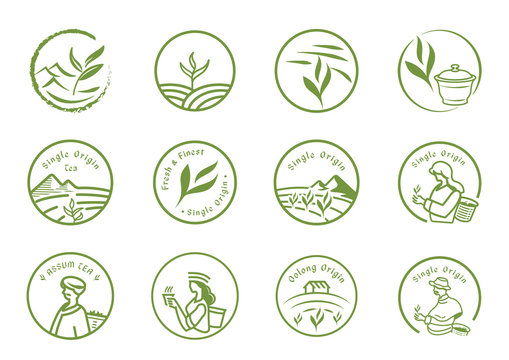 single origin tea logo set