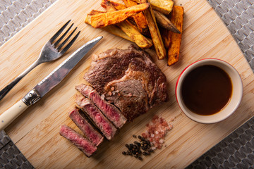 Medium cooked, Beef scotch filet 