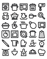Media Icon Kitchen Equipment Line Style for any purposes website mobile app presentation