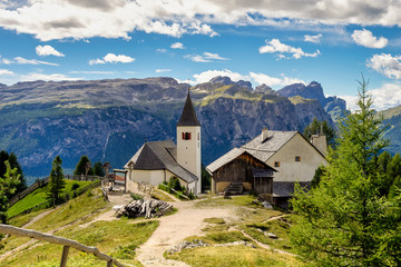 Fototapeta na wymiar View from Sasso di Santa Croce in Dolomites, Badia valley, South Tyrol, Italy