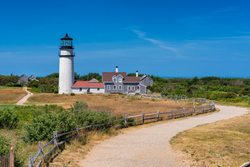 Fototapeta na wymiar Country road to Highland Lighthouse in Cape Cod, Massachusetts. 